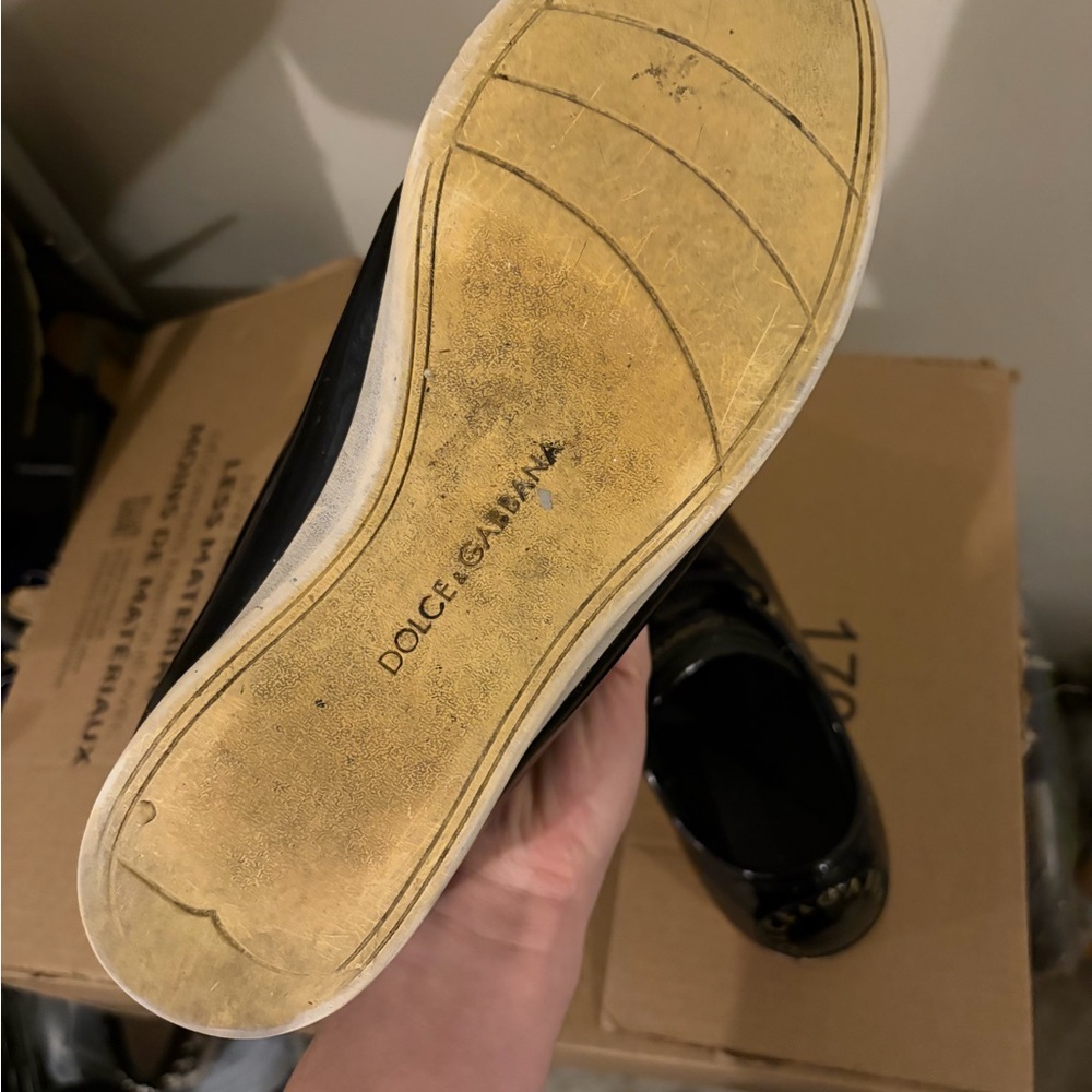 Vintage dolce and gabbana Black Low-Top Leather Sneakers image 7